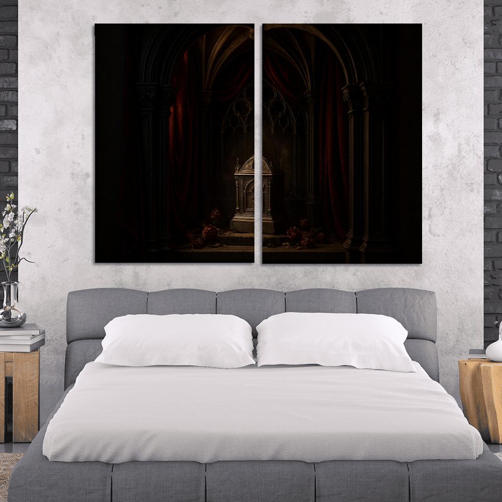 Velvet Reliquary Alcove With Ribbed Vault Canopy abstract paintings frame