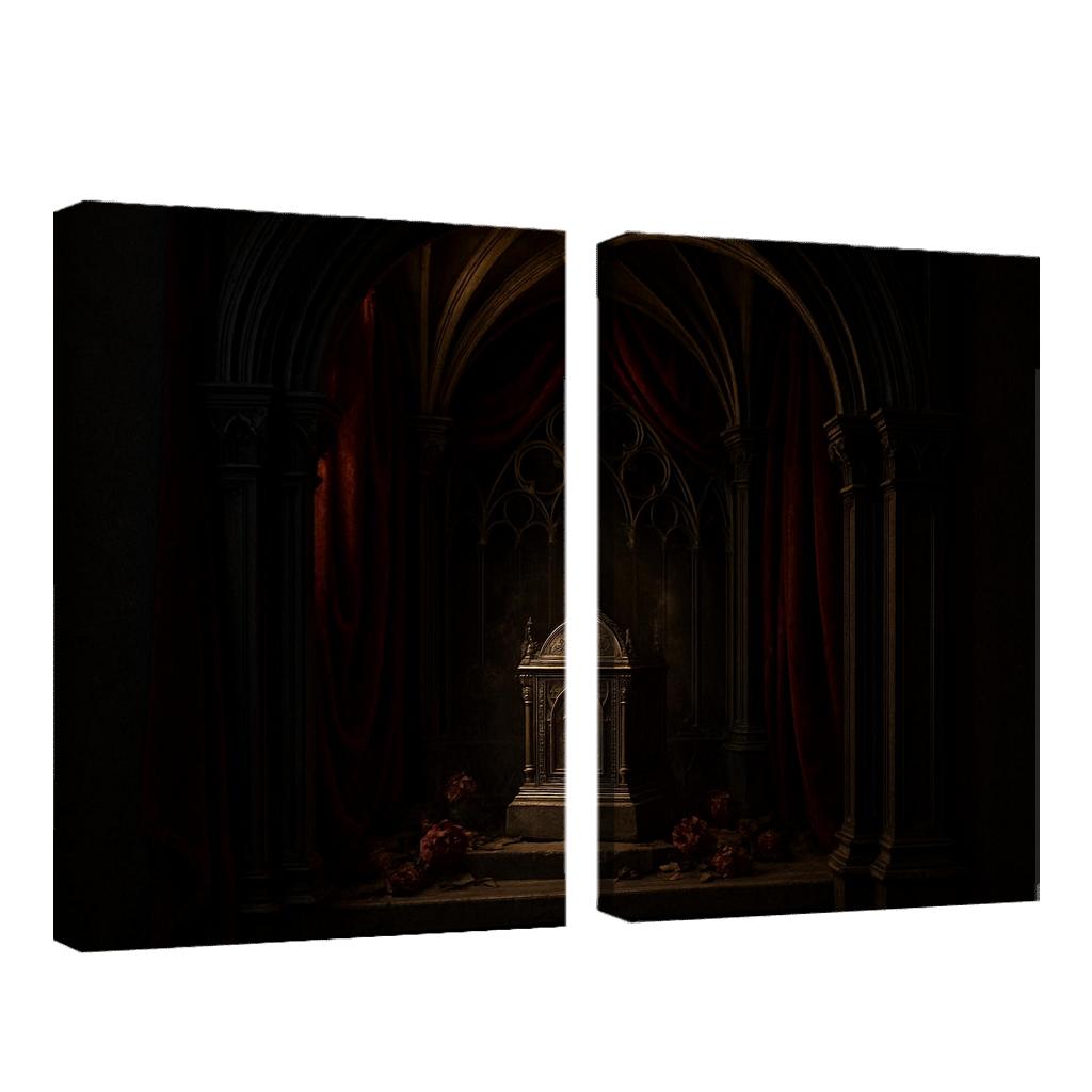 Velvet Reliquary Alcove With Ribbed Vault Canopy abstract paintings frame