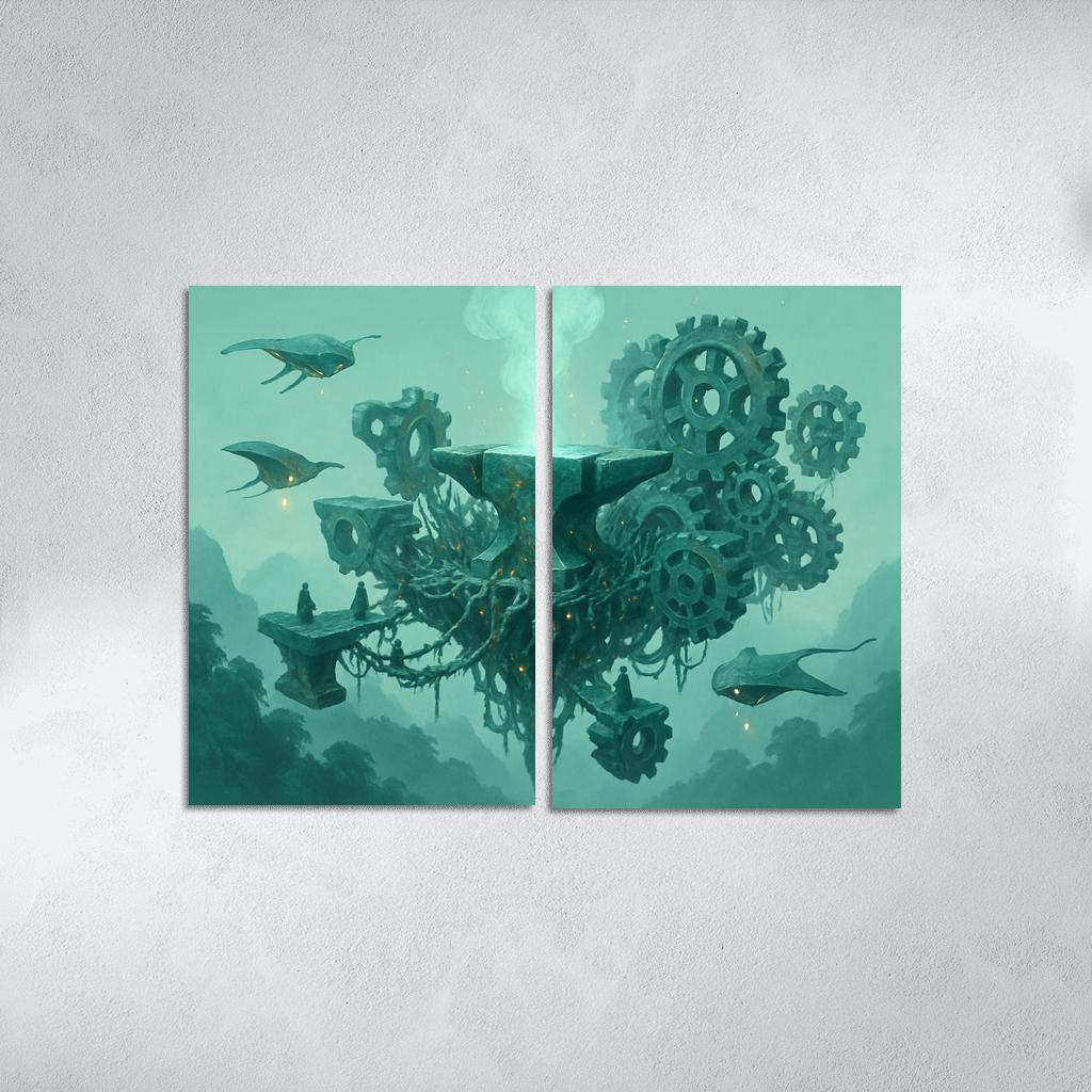 The Verdant Skyforge Reef oil paintings frame