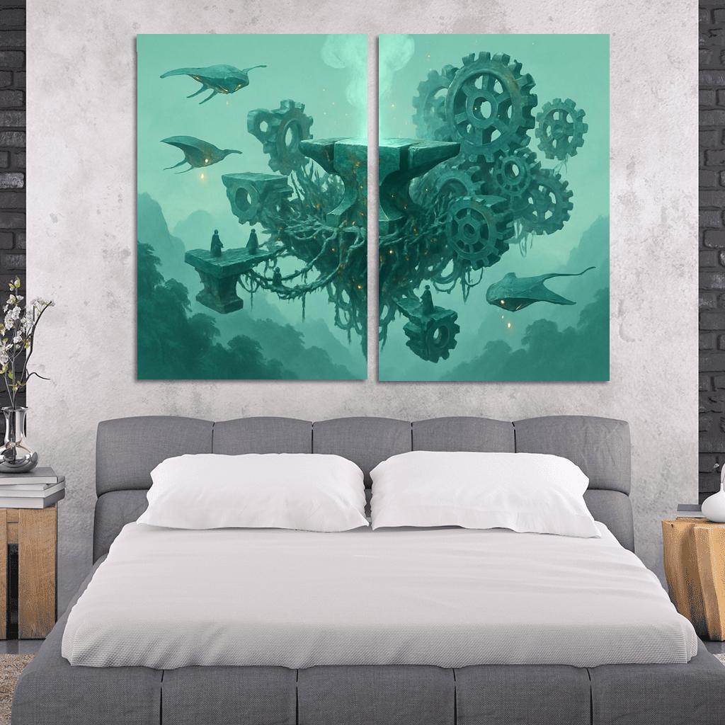 The Verdant Skyforge Reef oil paintings frame