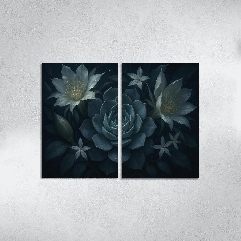 Nocturne Botanica Moonlit Succulent Bloom Study modern paintings frame