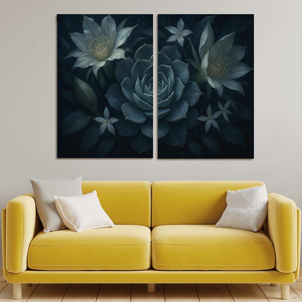 Nocturne Botanica Moonlit Succulent Bloom Study modern paintings frame