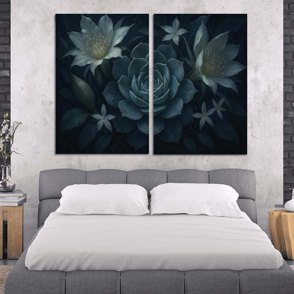 Nocturne Botanica Moonlit Succulent Bloom Study modern paintings frame