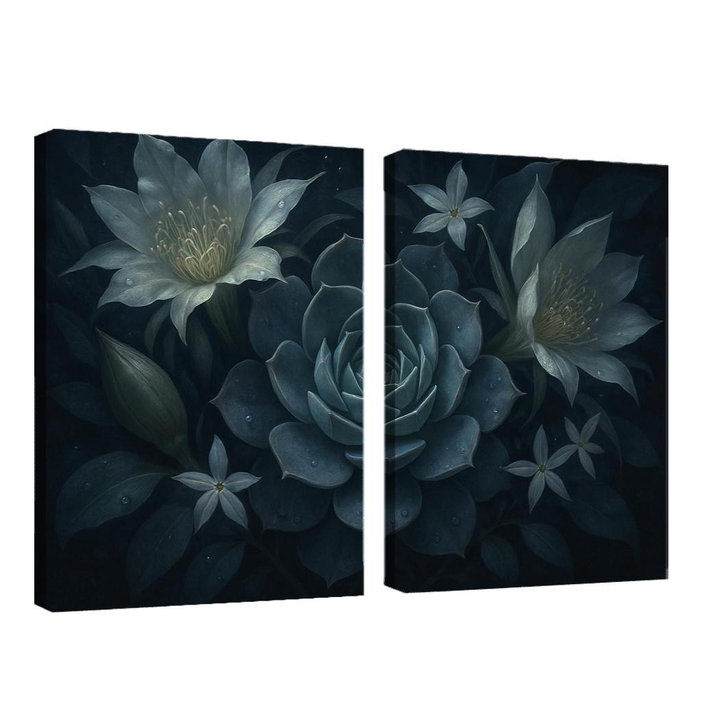 Nocturne Botanica Moonlit Succulent Bloom Study modern paintings frame
