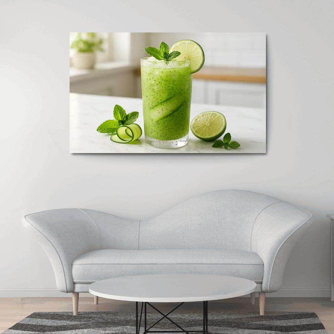 Cucumber Mint Limeade With Chia And Crushed Ice modern paintings frame