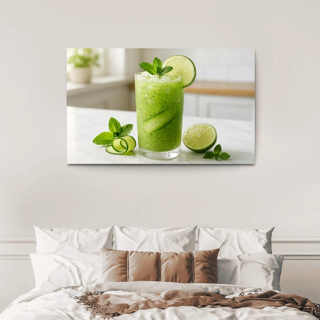 Cucumber Mint Limeade With Chia And Crushed Ice modern paintings frame
