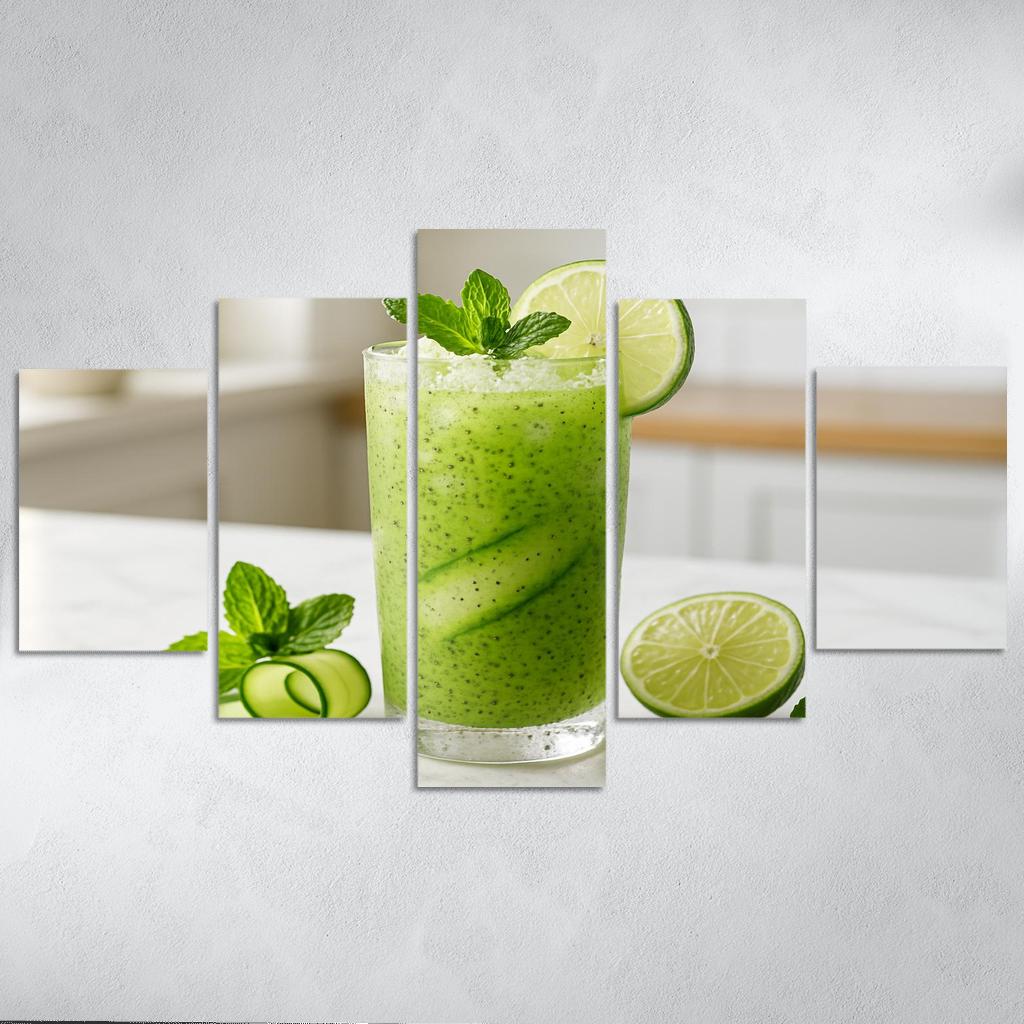 Cucumber Mint Limeade With Chia And Crushed Ice modern paintings frame