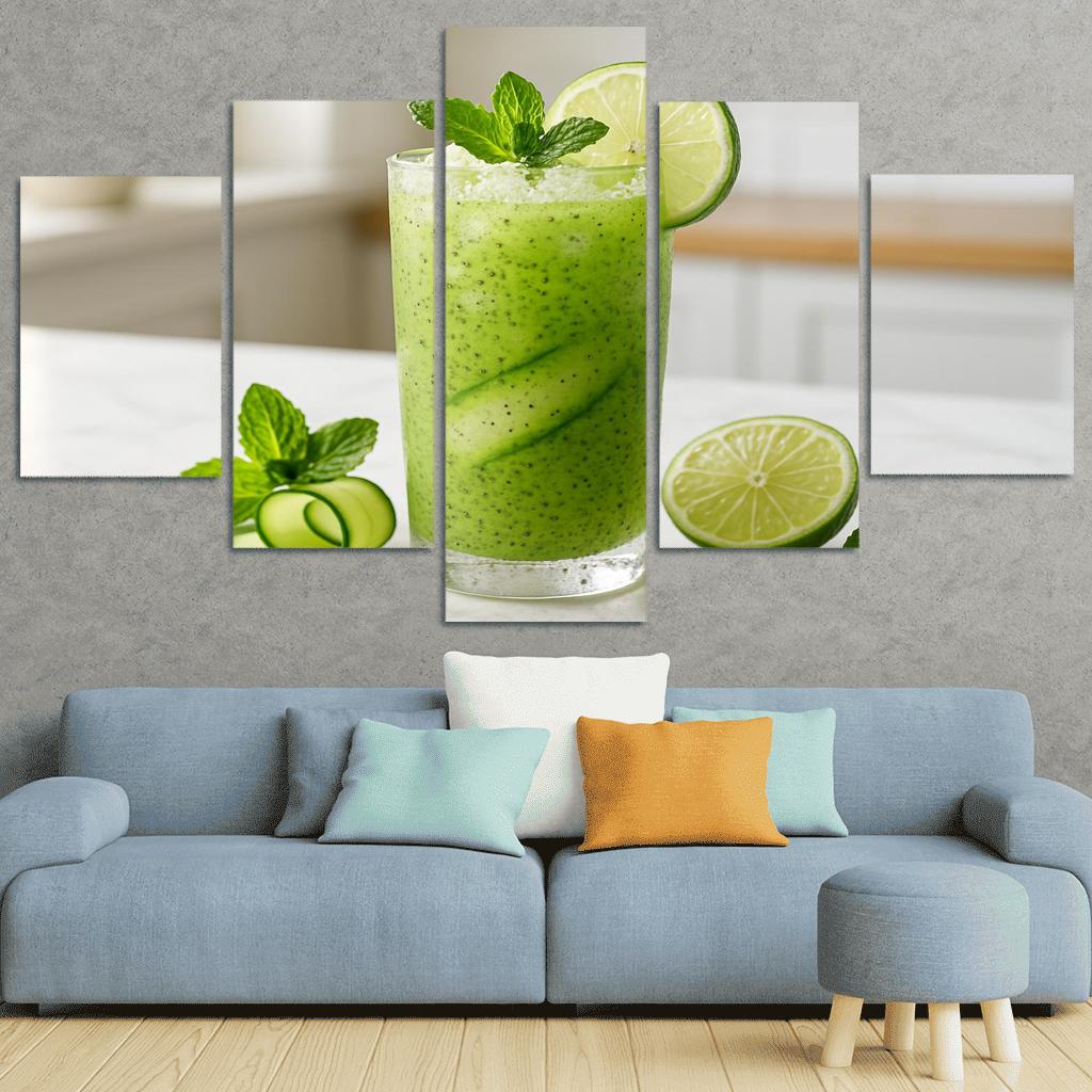 Cucumber Mint Limeade With Chia And Crushed Ice modern paintings frame