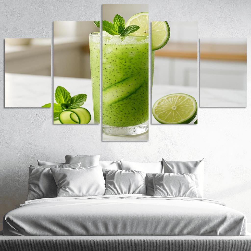Cucumber Mint Limeade With Chia And Crushed Ice modern paintings frame