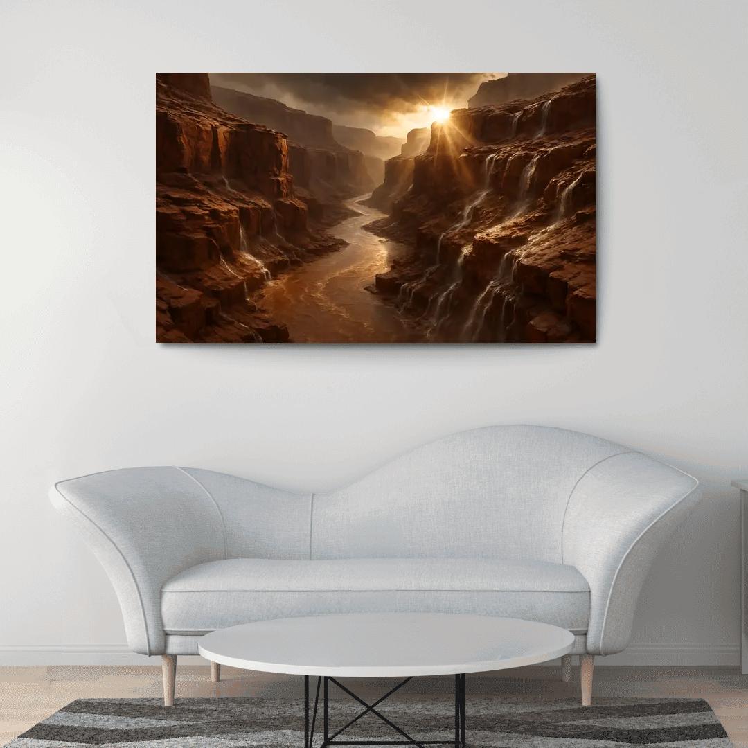 Sunbreak After Monsoon In A Sandstone Gorge canvas paintings frame