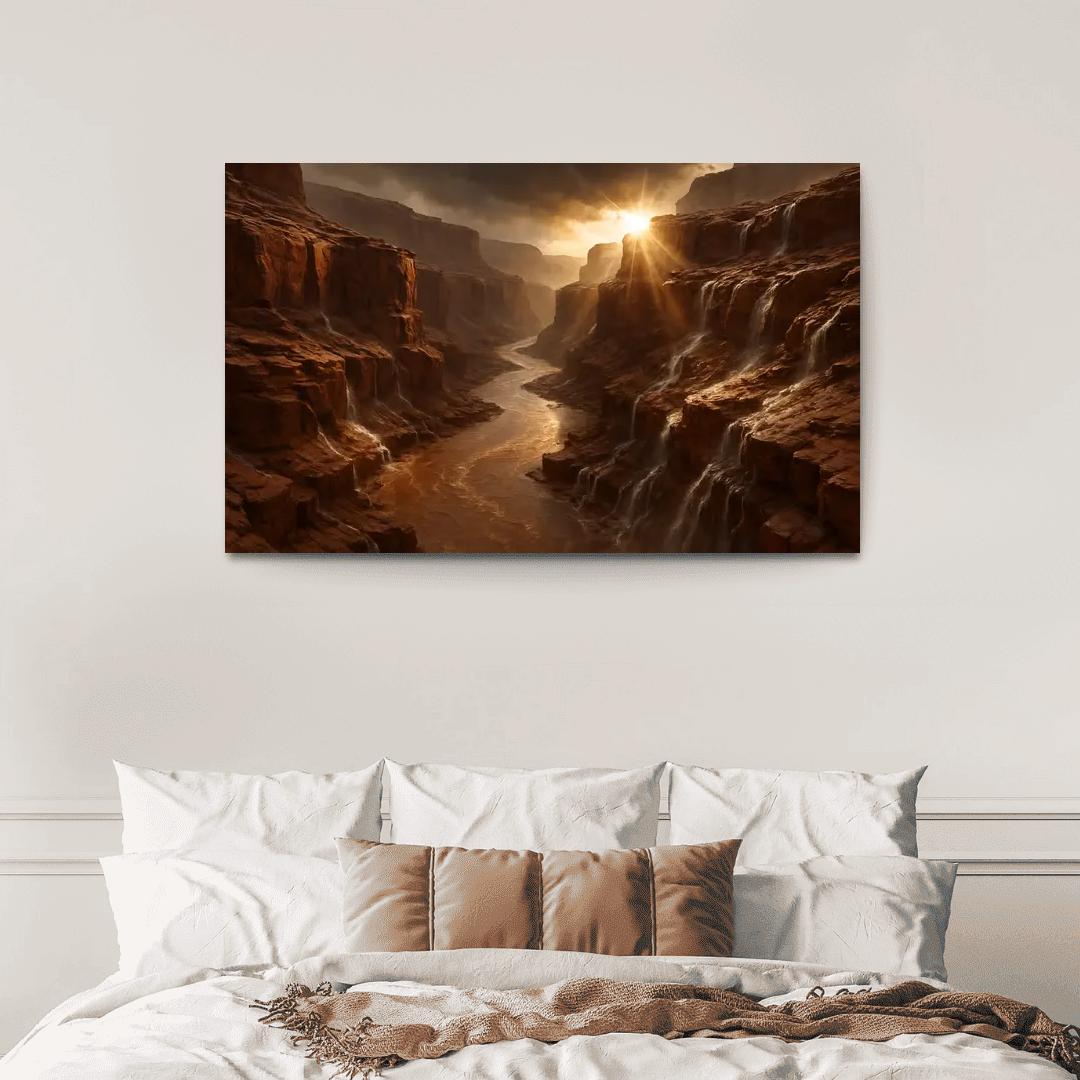 Sunbreak After Monsoon In A Sandstone Gorge canvas paintings frame