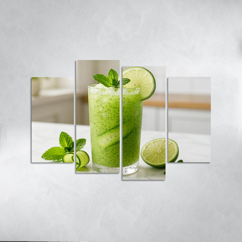 Cucumber Mint Limeade With Chia And Crushed Ice modern paintings frame