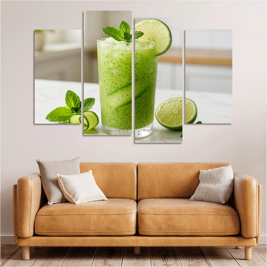 Cucumber Mint Limeade With Chia And Crushed Ice modern paintings frame