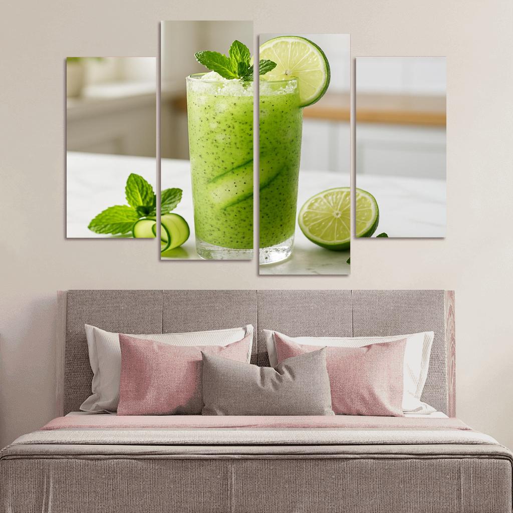 Cucumber Mint Limeade With Chia And Crushed Ice modern paintings frame
