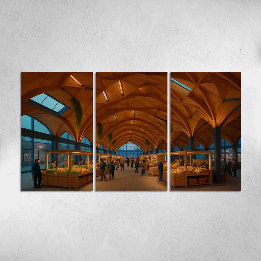 Tessellated Timber Shell Market Hall art trends