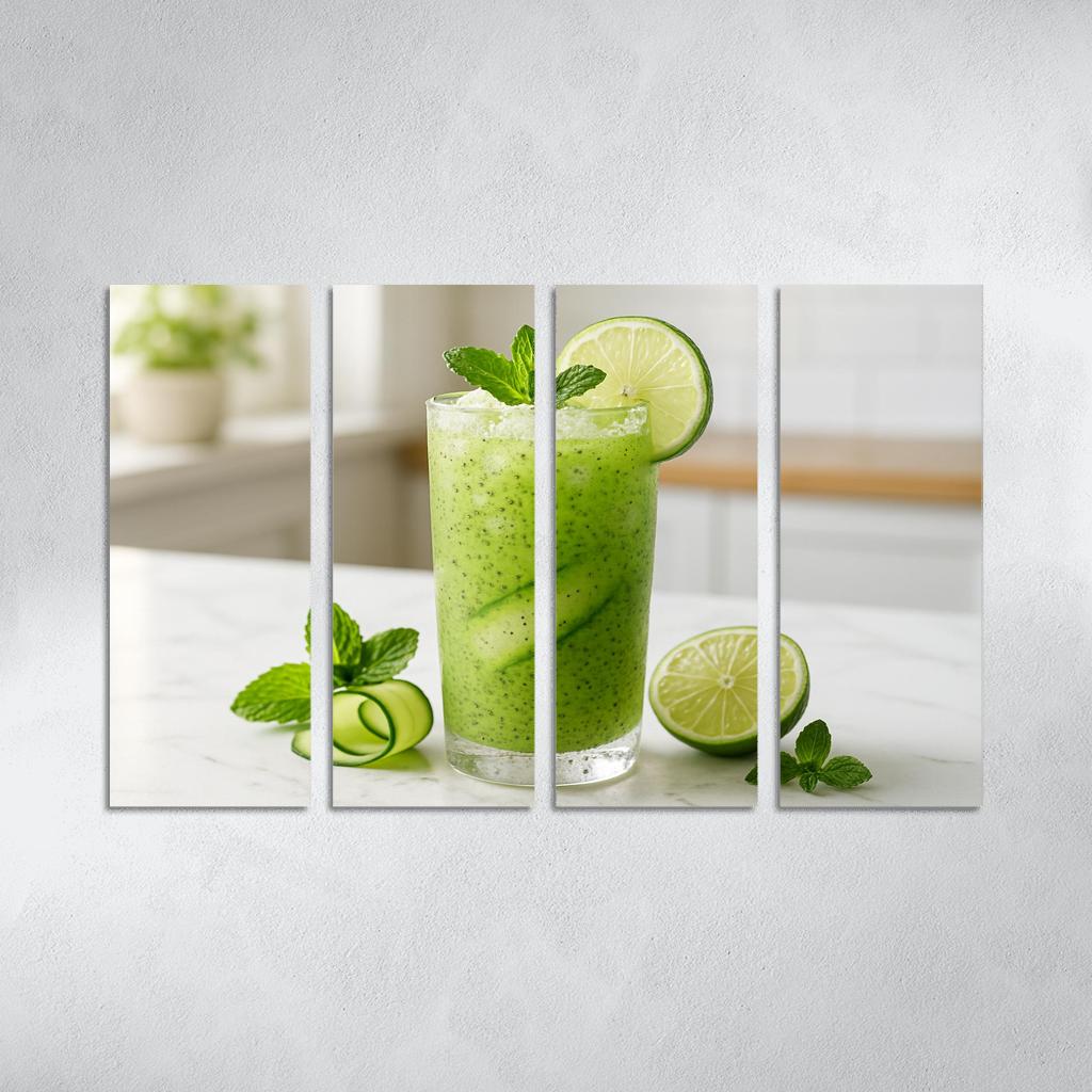 Cucumber Mint Limeade With Chia And Crushed Ice modern paintings frame