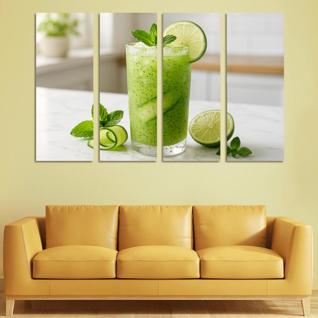 Cucumber Mint Limeade With Chia And Crushed Ice modern paintings frame