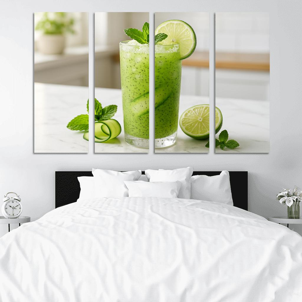Cucumber Mint Limeade With Chia And Crushed Ice modern paintings frame