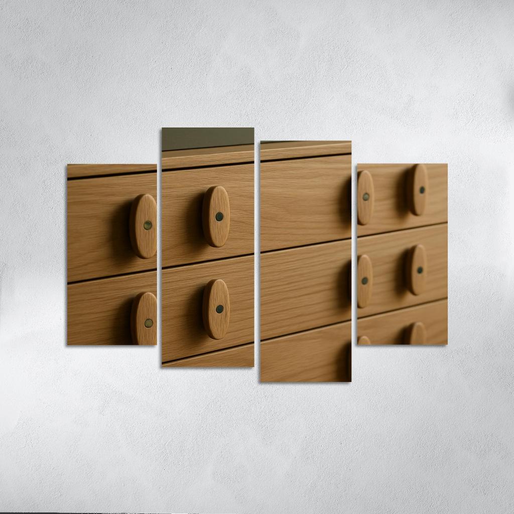 Hand Carved Ash Wood Credenza Pulls With Inlaid Stone Dots decor