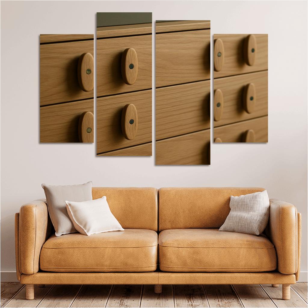 Hand Carved Ash Wood Credenza Pulls With Inlaid Stone Dots decor