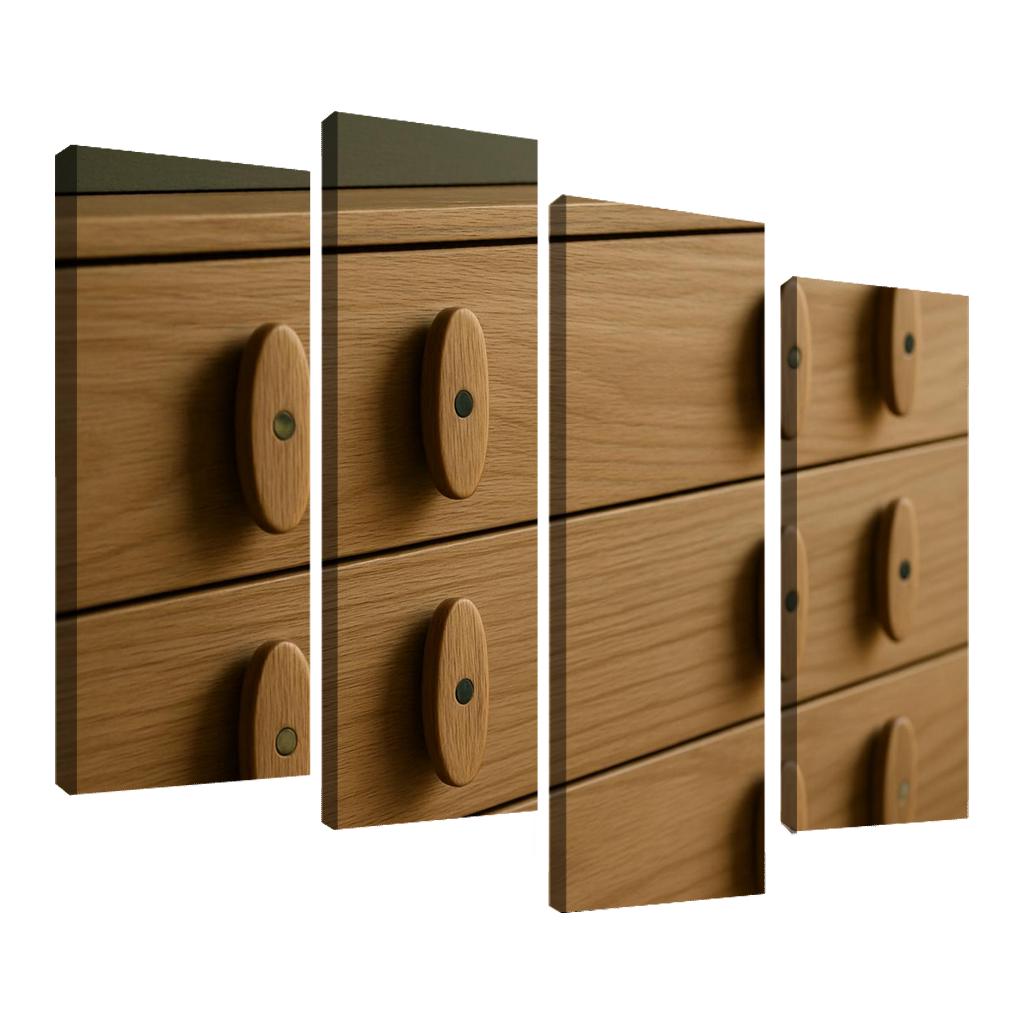 Hand Carved Ash Wood Credenza Pulls With Inlaid Stone Dots decor