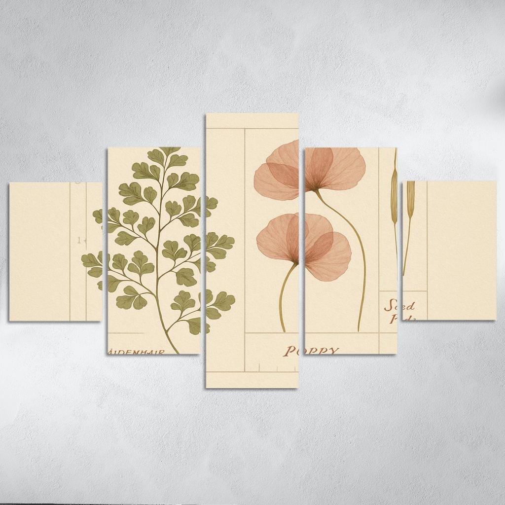 Herbarium Reverie Pressed Ferns And Petal Geometry wall art
