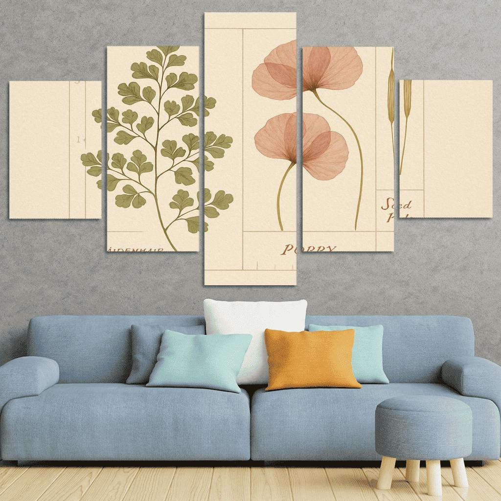 Herbarium Reverie Pressed Ferns And Petal Geometry wall art