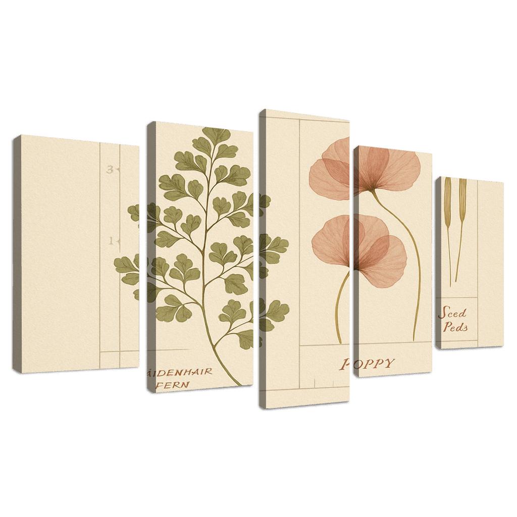 Herbarium Reverie Pressed Ferns And Petal Geometry wall art