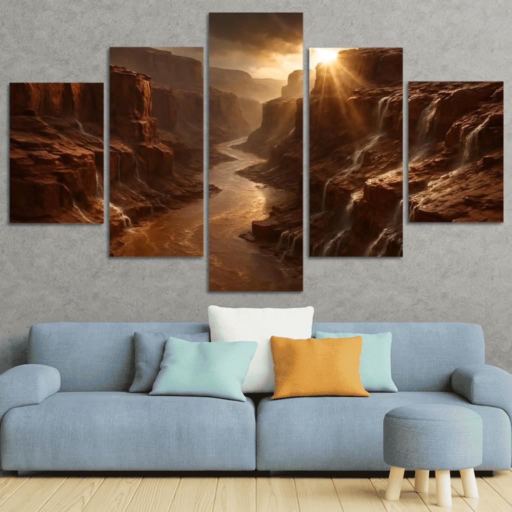 Sunbreak After Monsoon In A Sandstone Gorge canvas paintings frame