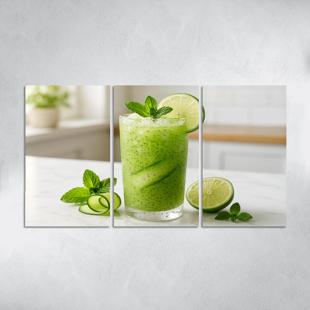Cucumber Mint Limeade With Chia And Crushed Ice modern paintings frame