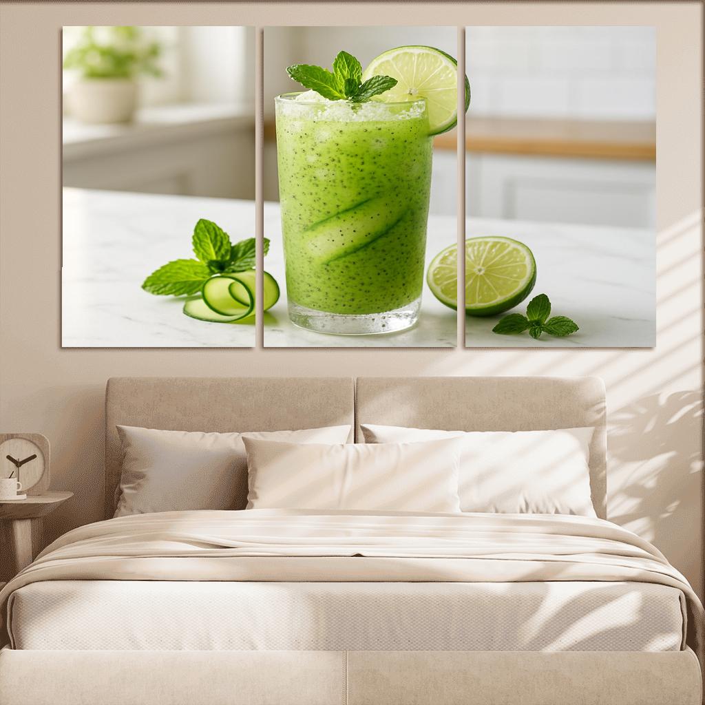 Cucumber Mint Limeade With Chia And Crushed Ice modern paintings frame