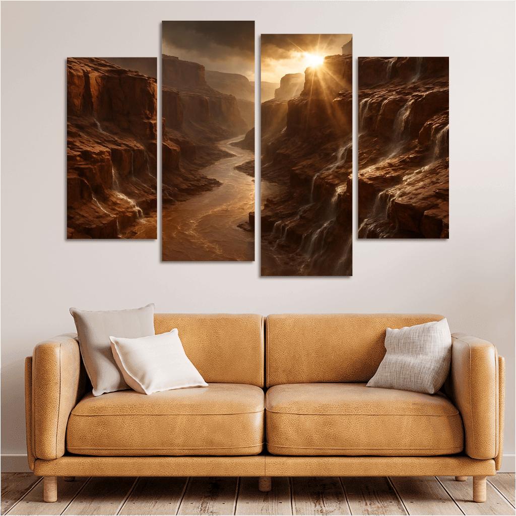 Sunbreak After Monsoon In A Sandstone Gorge canvas paintings frame