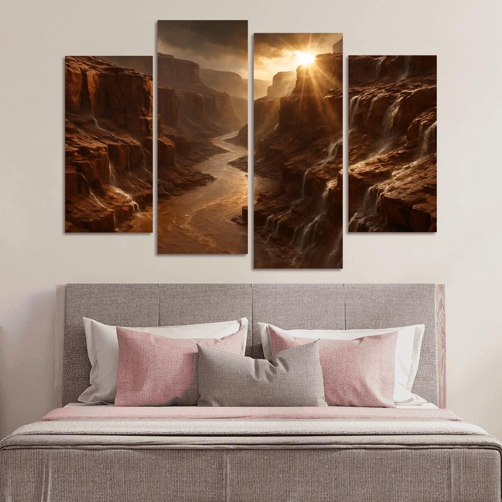Sunbreak After Monsoon In A Sandstone Gorge canvas paintings frame