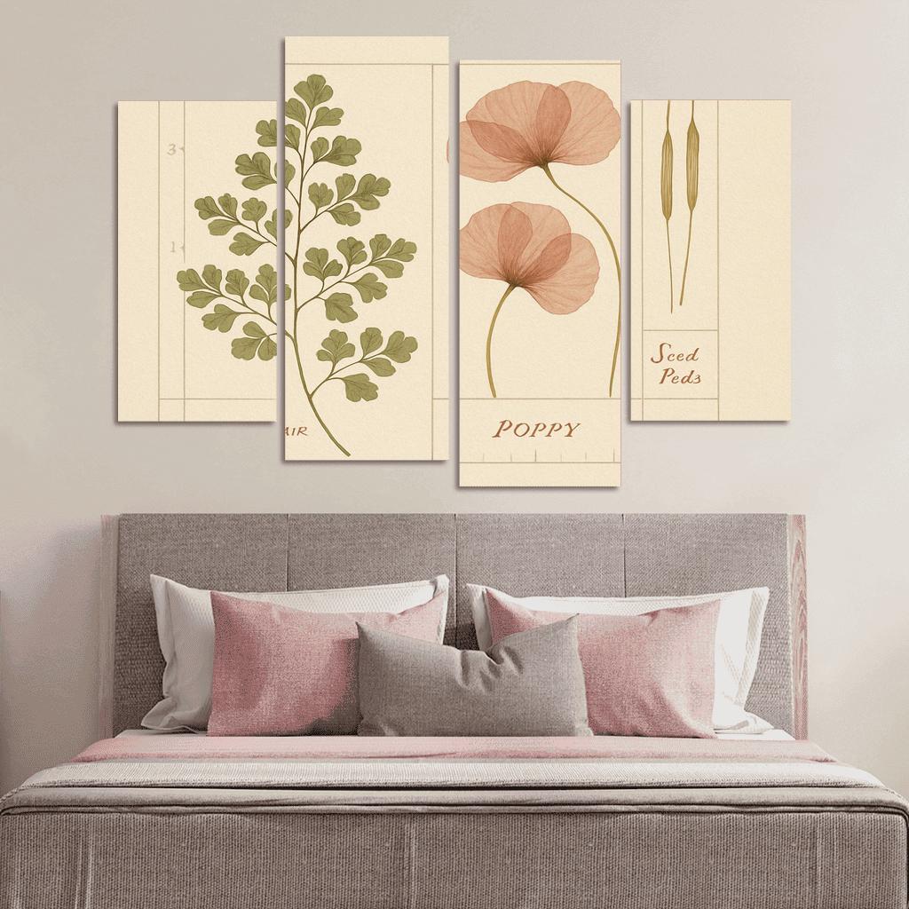 Herbarium Reverie Pressed Ferns And Petal Geometry wall art