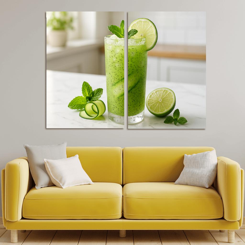 Cucumber Mint Limeade With Chia And Crushed Ice modern paintings frame