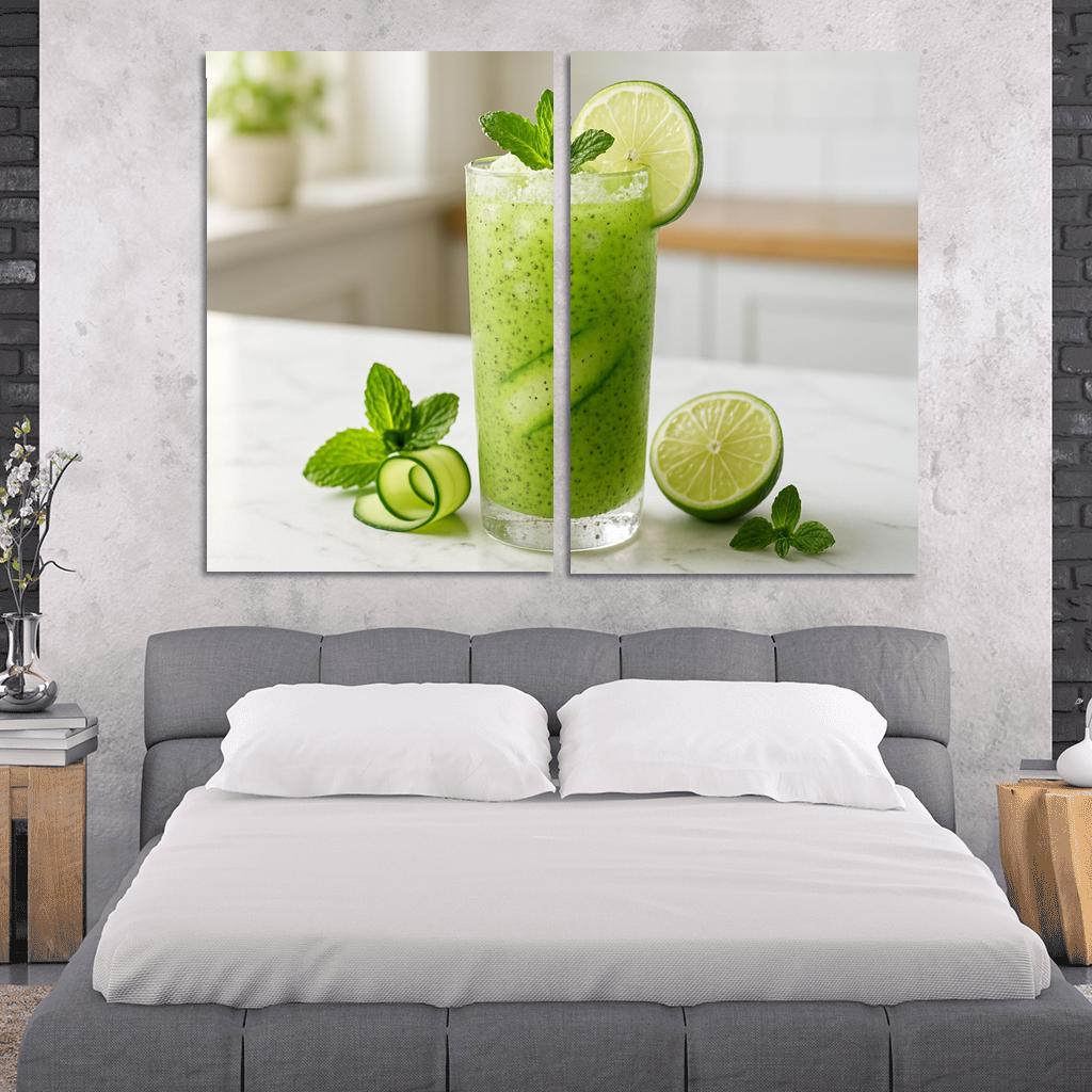 Cucumber Mint Limeade With Chia And Crushed Ice modern paintings frame