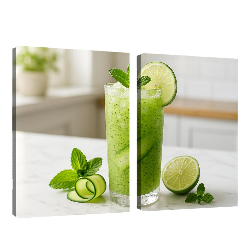 Cucumber Mint Limeade With Chia And Crushed Ice modern paintings frame