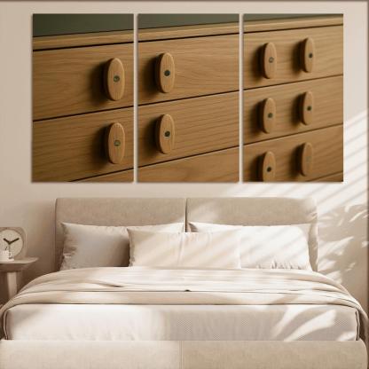 Hand Carved Ash Wood Credenza Pulls With Inlaid Stone Dots decor