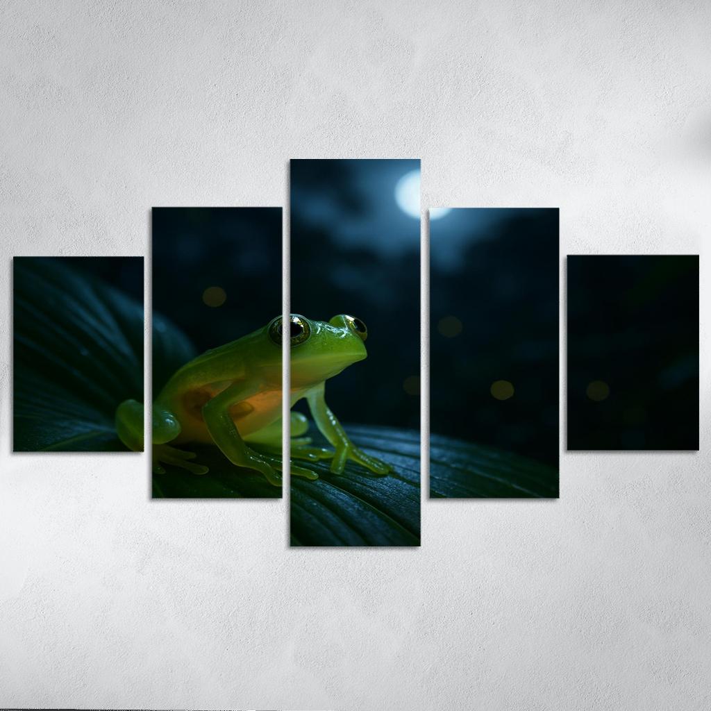 The Translucent Glass Frog On A Moonlit Leaf framed paintings