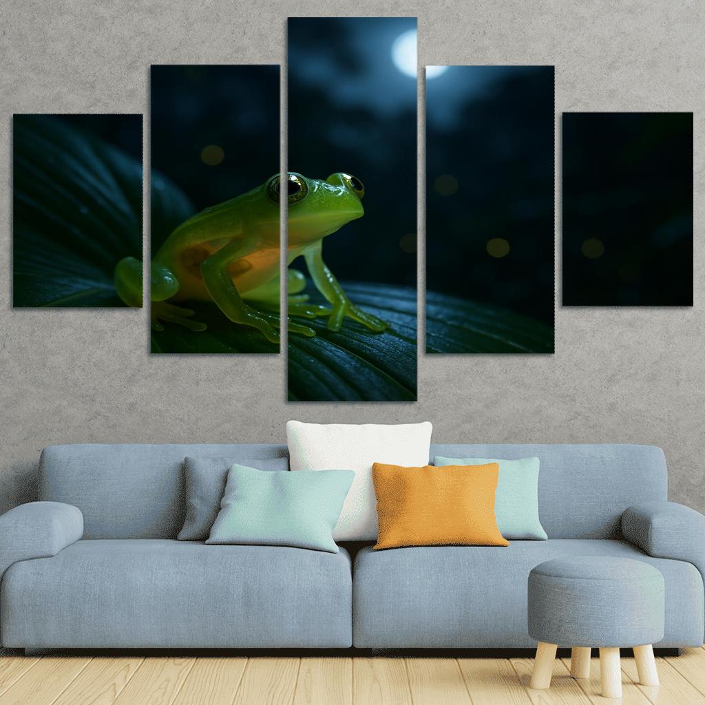 The Translucent Glass Frog On A Moonlit Leaf framed paintings