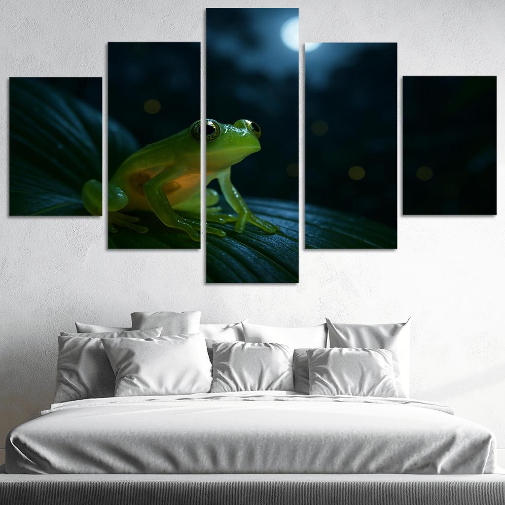 The Translucent Glass Frog On A Moonlit Leaf framed paintings