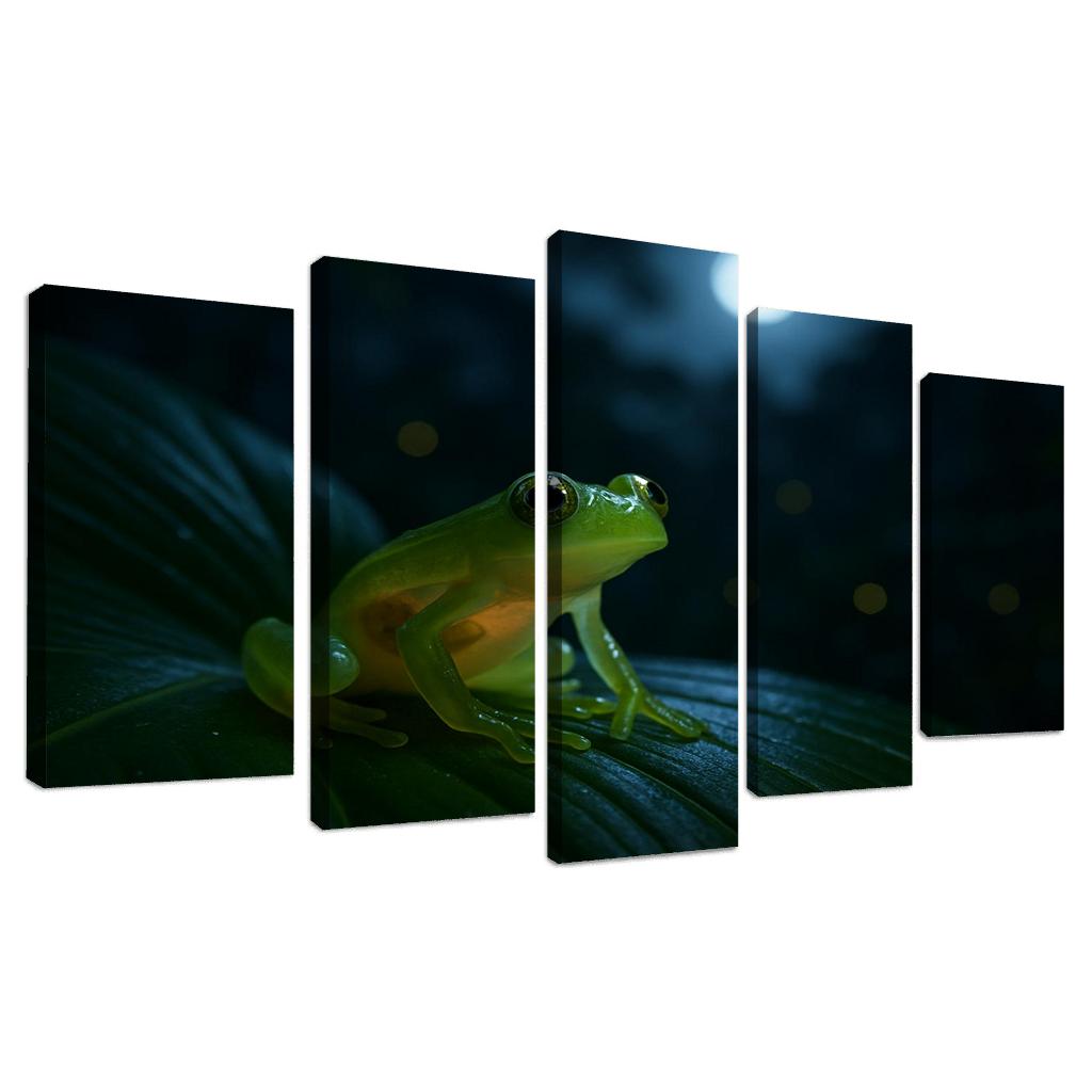 The Translucent Glass Frog On A Moonlit Leaf framed paintings