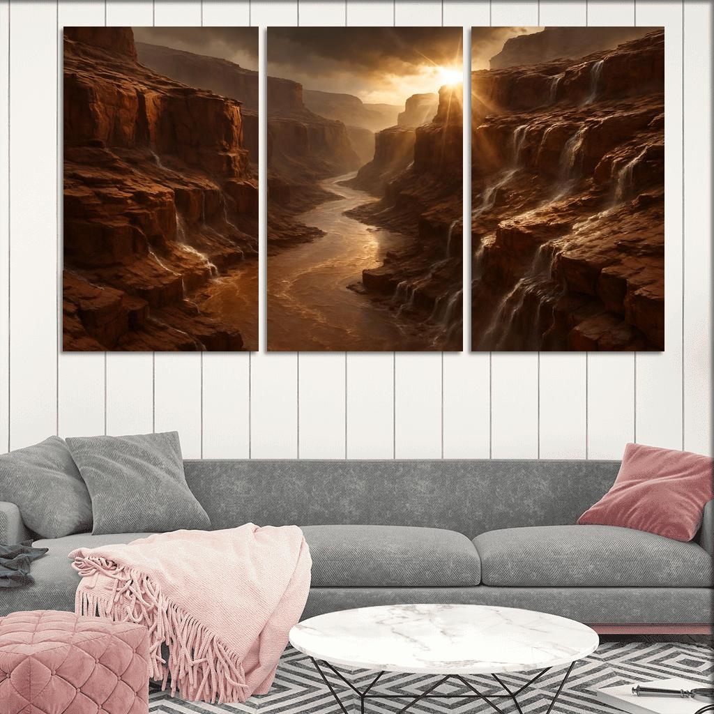 Sunbreak After Monsoon In A Sandstone Gorge canvas paintings frame