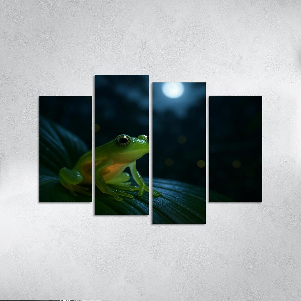 The Translucent Glass Frog On A Moonlit Leaf framed paintings