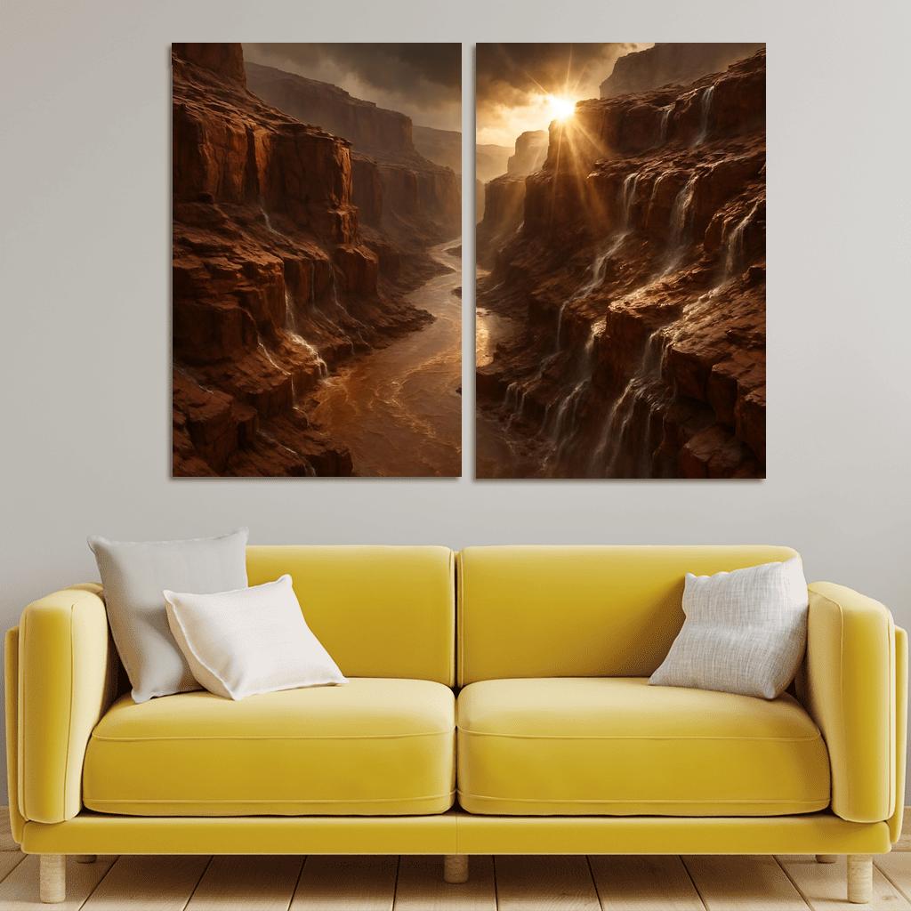 Sunbreak After Monsoon In A Sandstone Gorge canvas paintings frame