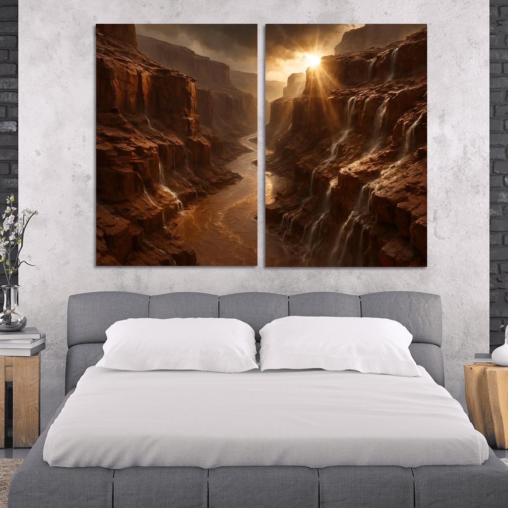 Sunbreak After Monsoon In A Sandstone Gorge canvas paintings frame