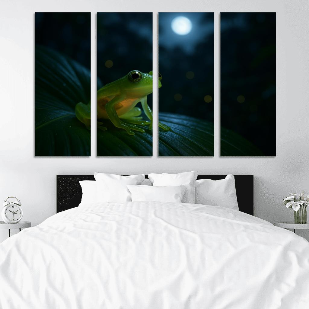 The Translucent Glass Frog On A Moonlit Leaf framed paintings