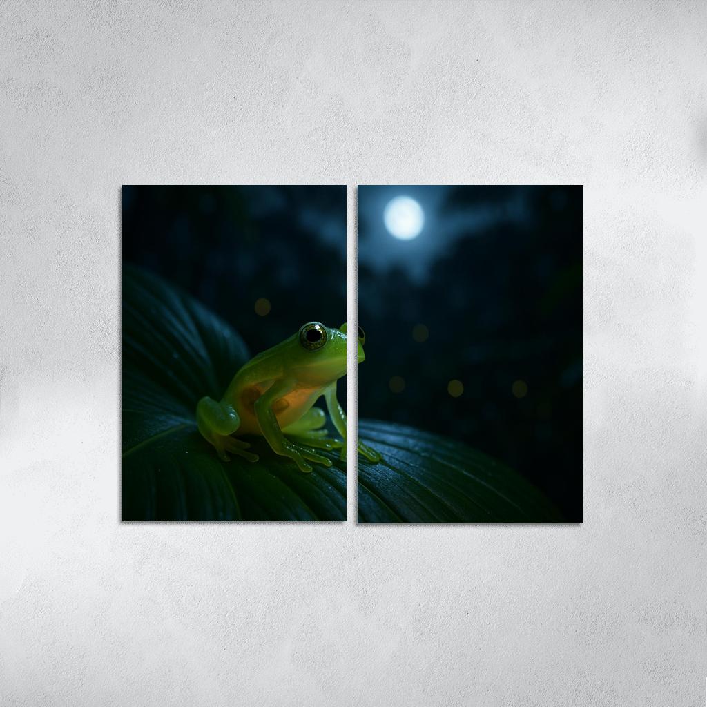 The Translucent Glass Frog On A Moonlit Leaf framed paintings