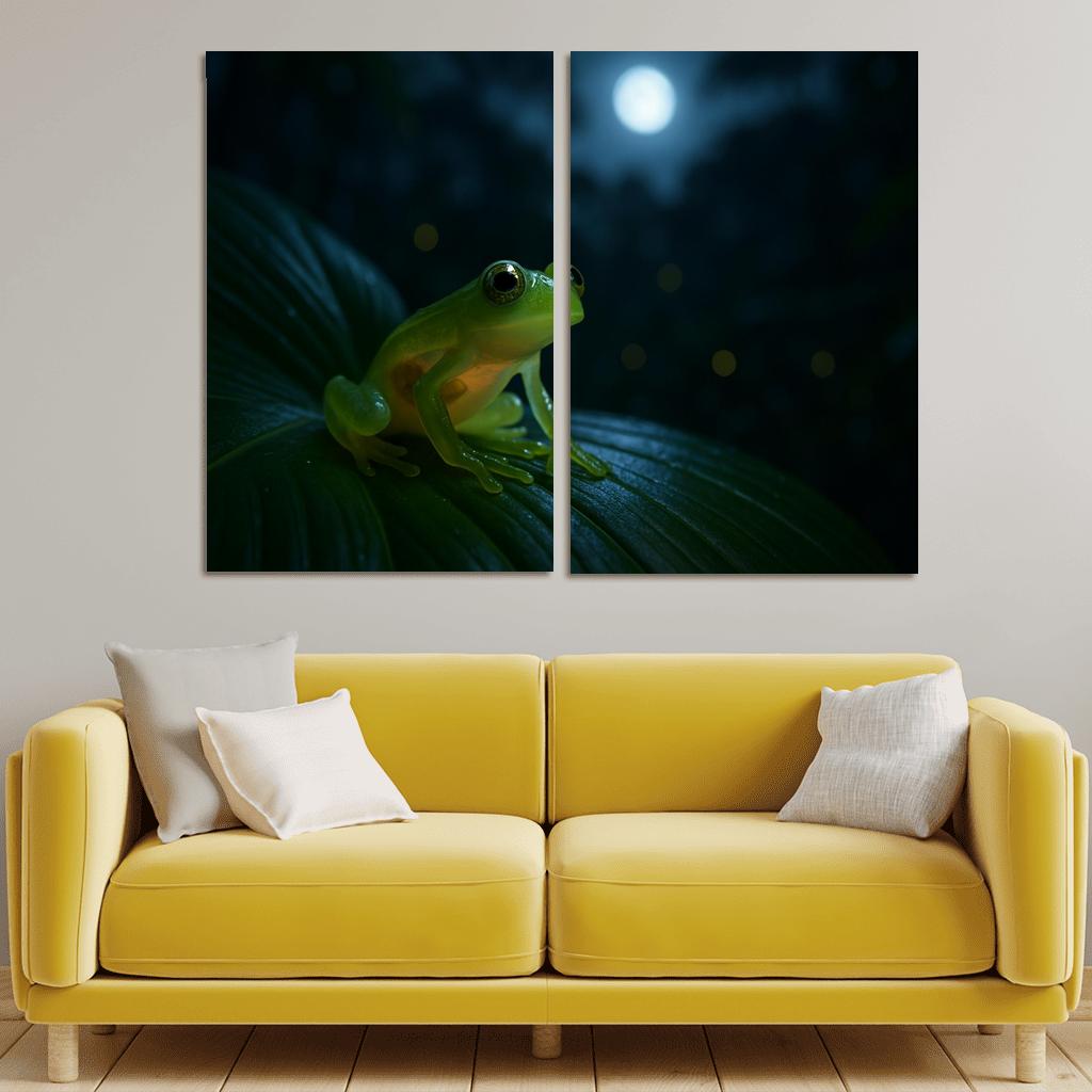 The Translucent Glass Frog On A Moonlit Leaf framed paintings