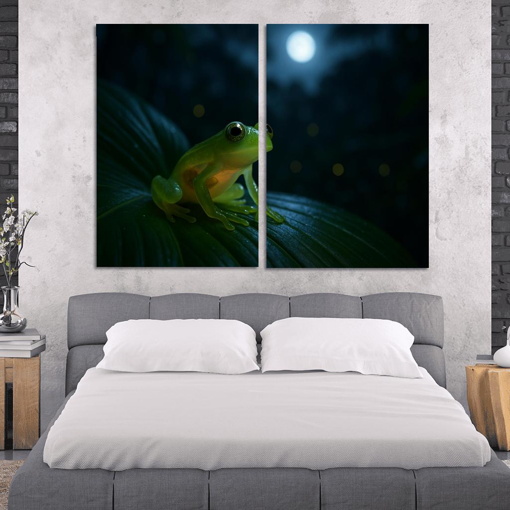 The Translucent Glass Frog On A Moonlit Leaf framed paintings